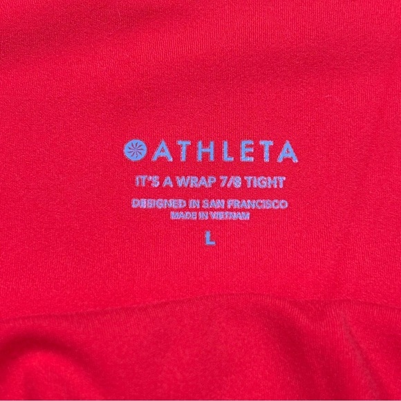 Athleta It's A Wrap 7/8 Tight Warm Orange Perforated High Rise Leggings SZ L - Picture 5 of 12